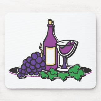 Red Wine and Purple Grapes Mouse Pad