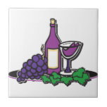 Red Wine and Purple Grapes Tile<br><div class="desc">Red wine and purple grape design</div>