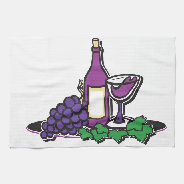 Red Wine and Purple Grapes Towel (Horizontal)