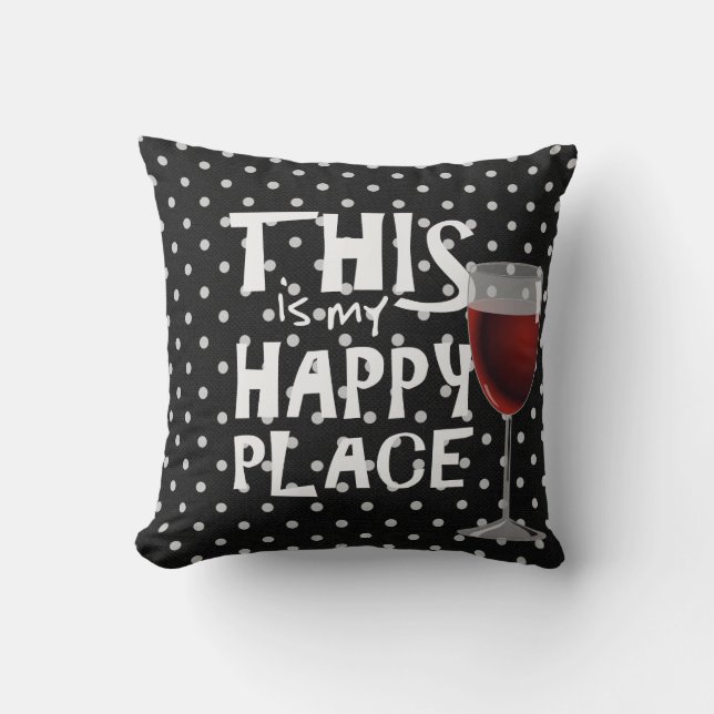 red wine and quote on white dots throw pillow (Front)