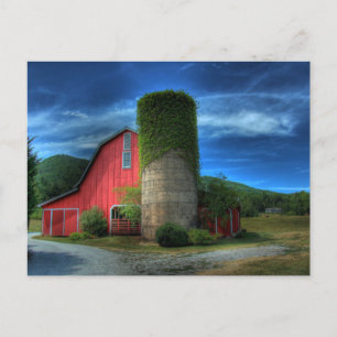 Red Wine Barn Under Stormy Skies Postcard