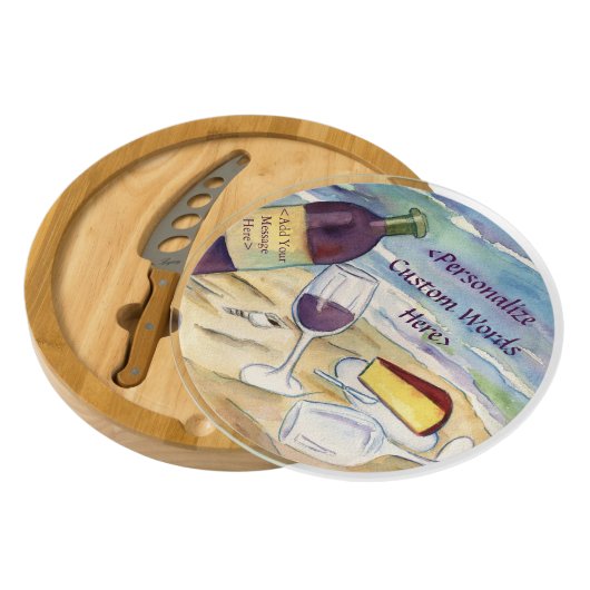 Red Wine Beach Party Custom Cheese Board (Partially Open)