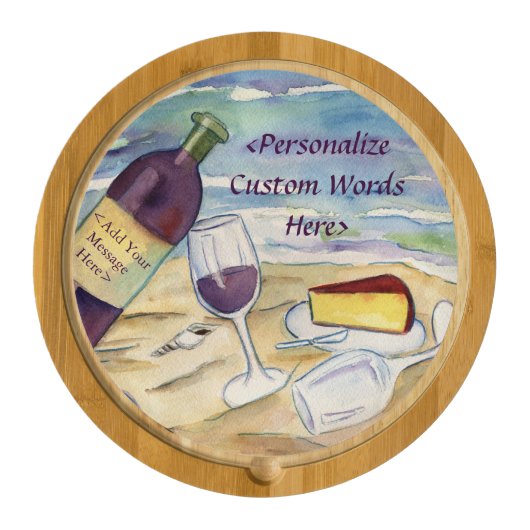Red Wine Beach Party Custom Cheese Board (Front)