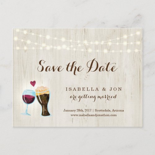 Red Wine  Beer Toast Save the Date Postcard