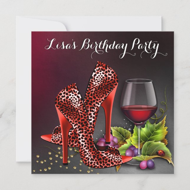 Red Wine Birthday Party Invitation (Front)
