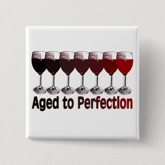 Red Wine Birthday Pinback Button (Front)