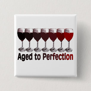 Red Wine Birthday Pinback Button