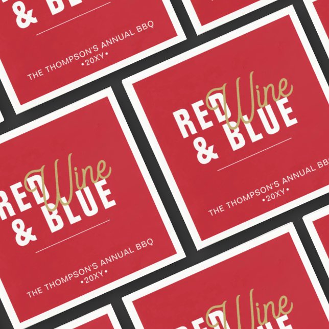 Red Wine & Blue 4th of July Party Paper Napkins (Creator Uploaded)