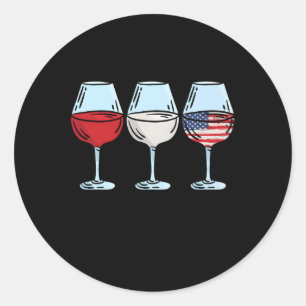 Red Wine Blue 4Th Of July Wine Red White Blue Wine Classic Round Sticker