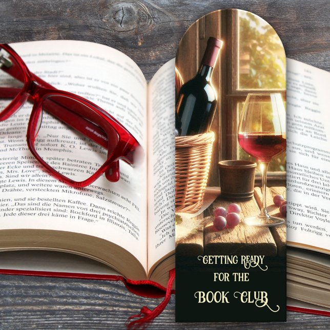 Red Wine Book Club Bookmarks (Bookmark featuring a glass and bottle of red wine. Perfect for the preparations of the book club.)