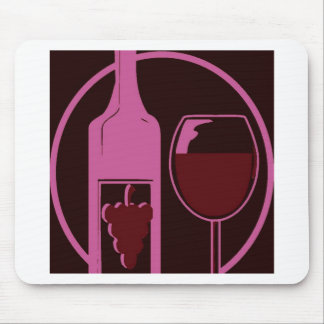 Red Wine Bottle and Glass Mouse Pad