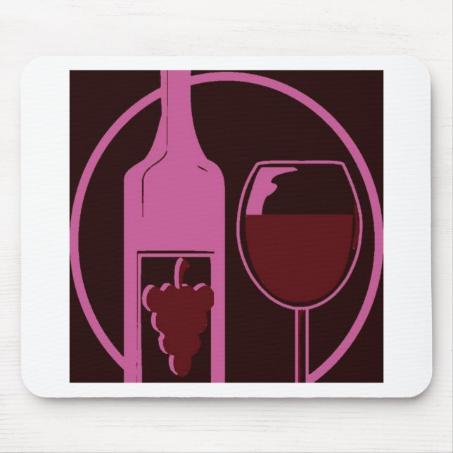 Red Wine Bottle and Glass Mouse Pad (Front)