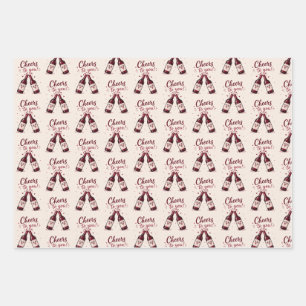 Red Wine Bottle Birthday Wrapping Paper