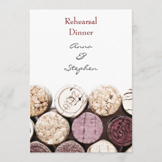 Red wine bottle corks rehearsal dinner invitation