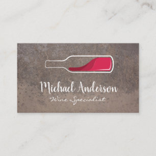 Red Wine Bottle on Side Business Card