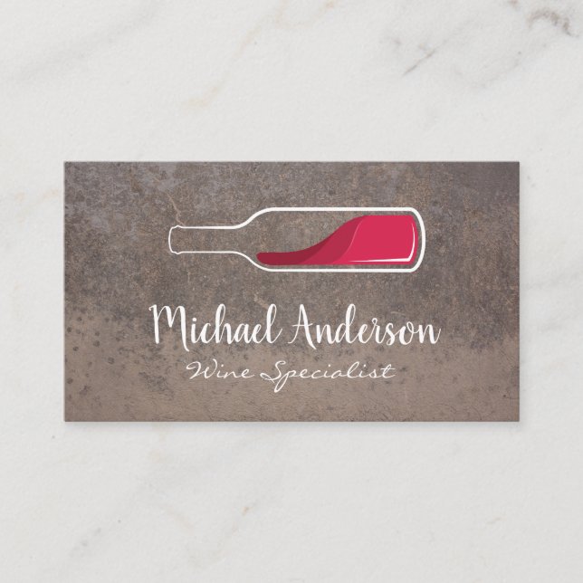 Red Wine Bottle on Side Business Card (Front)