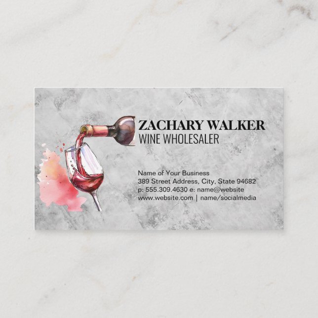 Red Wine Bottle Pour Appointment Card (Back)