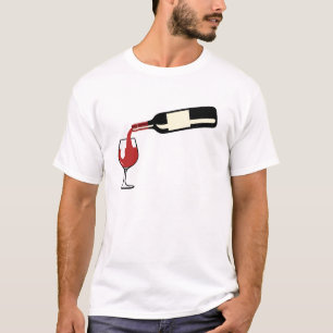 red wine bottle pours glass foot alcohol humor T-Shirt