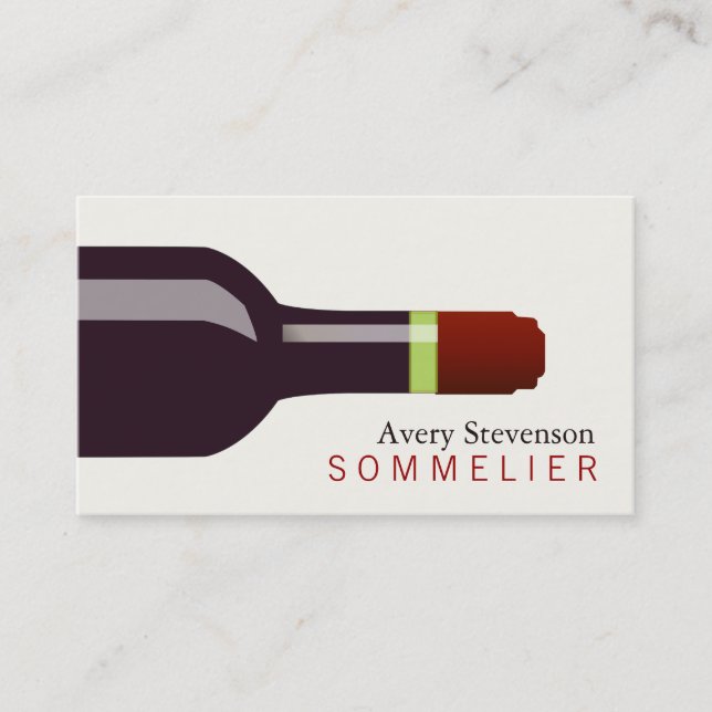 Red Wine Bottle Sommelier Business Card (Front)