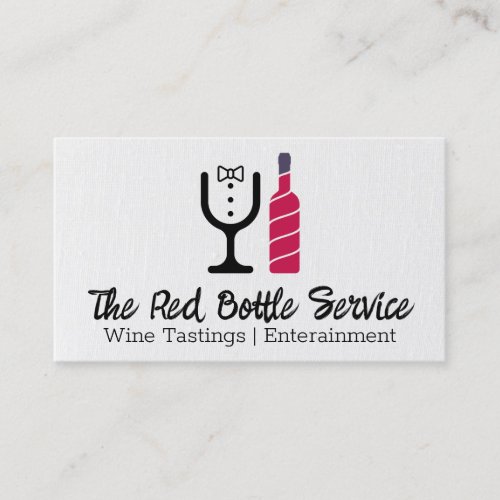 Red Wine Bottle  Tux Glass Logo Business Card