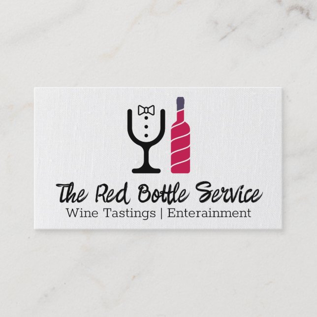 Red Wine Bottle | Tux Glass Logo Business Card (Front)