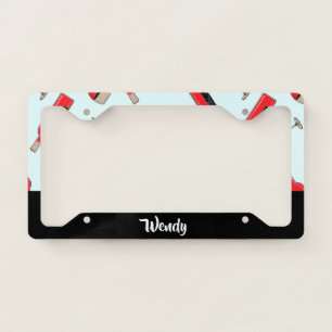 Red wine bottles and glasses pattern license plate frame
