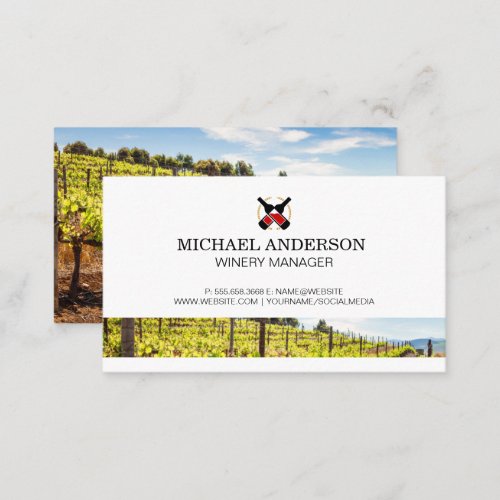 Red Wine Bottles  Vineyard Winery Field Business Card