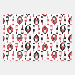 Red Wine Bottles Wrapping Paper Sheets