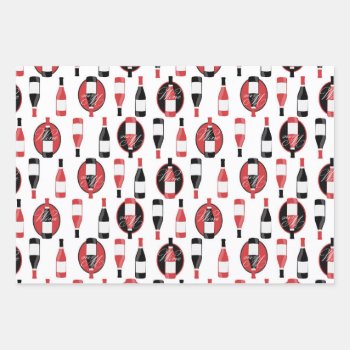 Red Wine Bottles Wrapping Paper Sheets by BlayzeInk at Zazzle