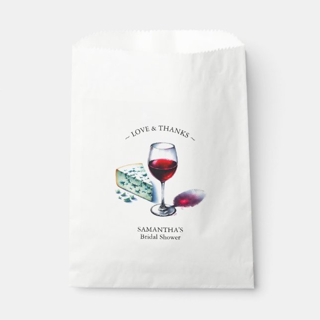 Red Wine Bridal Shower Favor Bags (Front)