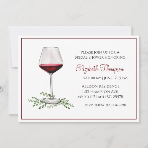 Red Wine  Bridal Shower Invitation