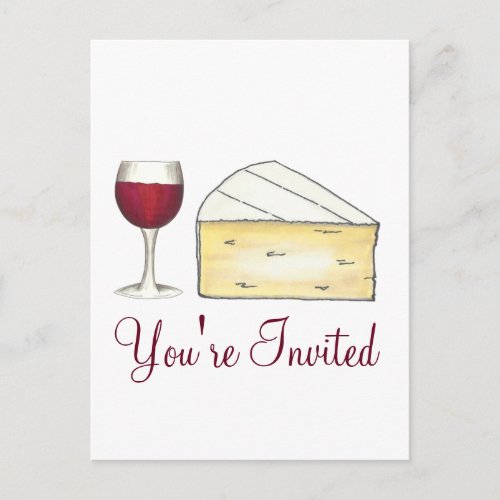 Red Wine Brie Cheese Cocktail Party Invitation