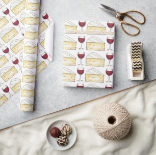Red Wine + Brie Cheese Wine Glasses Gift Wrap