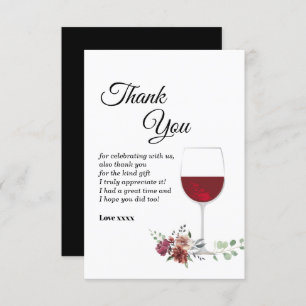 red wine, brown flowers thank you card