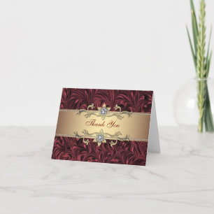 Red Wine Burgundy Gold Thank You Cards