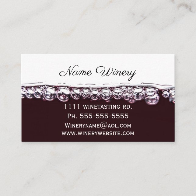Red wine business winery vineyard  business card (Front)