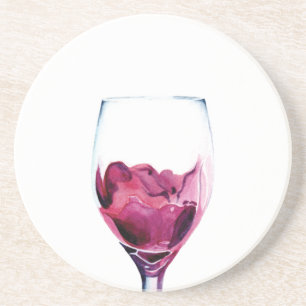 Red wine cabernet watercolor Sandstone Coaster