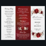 Red Wine Champagne Ivory Mauve Wedding Program<br><div class="desc">Elegant  Red,  Champagne ivory earthy floral theme wedding program featuring elegant bouquet of Burgundy,  champagne ivory color roses peonies  and sage green eucalyptus leaves. Please contact me for any help in customization or if you need any other product with this design.</div>