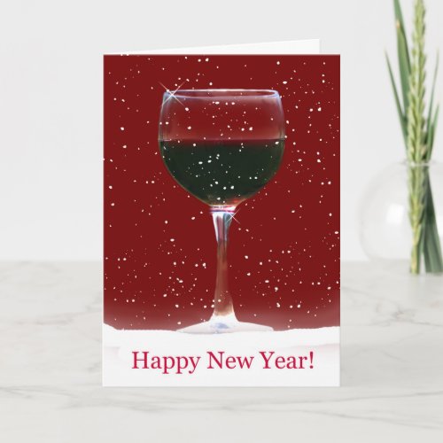 Red Wine Cheers Happy New Year Holiday Card