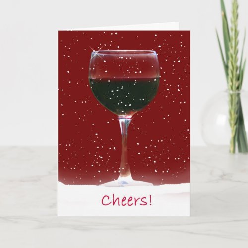 Red Wine Cheers Xmas Card