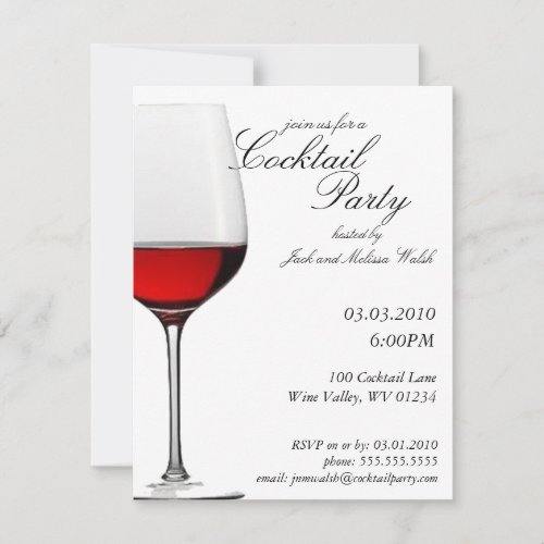 Red Red Wine Cocktail &amp; Wine Party Invitations