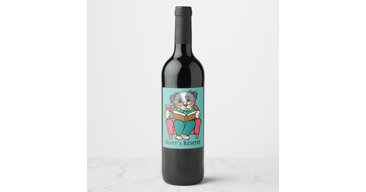 Red Wine Dog Reading Wine Label | Zazzle