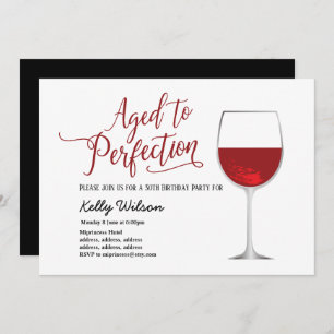 red wine, floral, aged to perfection, birthday invitation