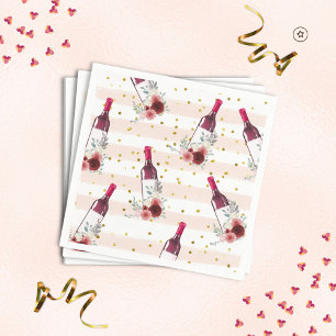 Red Wine & Floral Bridal Shower Napkins