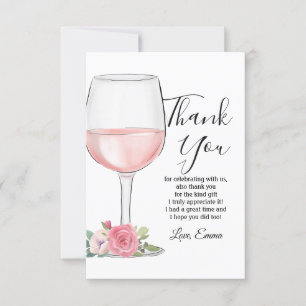 red wine, floral, thank you card