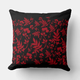Red Wine Floral Throw Design Pillow