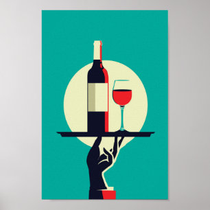 Red wine french retro poster