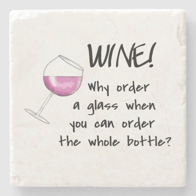 Red Wine Funny Word Saying Party Drink Stone Coaster (Front)