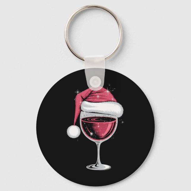 Red Wine Gl Christmas Funny Christmas Xmas  Keychain (Front)