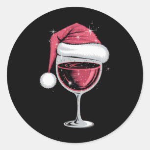 Red Wine Gl Christmas Funny Christmas Xmas T Shirt Classic Round Sticker